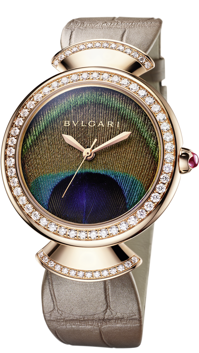 Luxury Watchwith Peacock Feather Design PNG