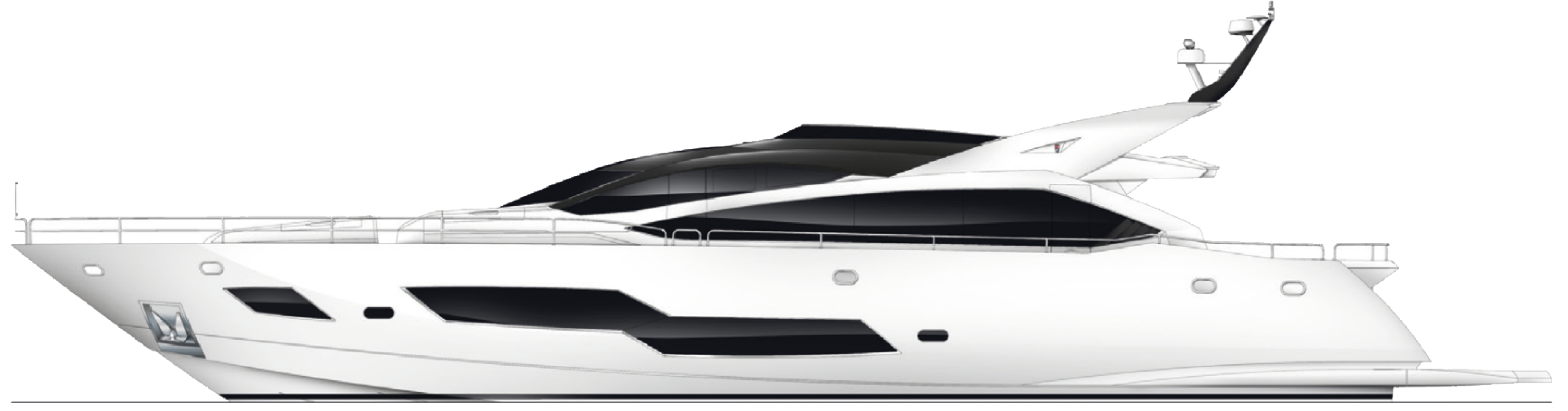 Luxury White Yacht Side View PNG
