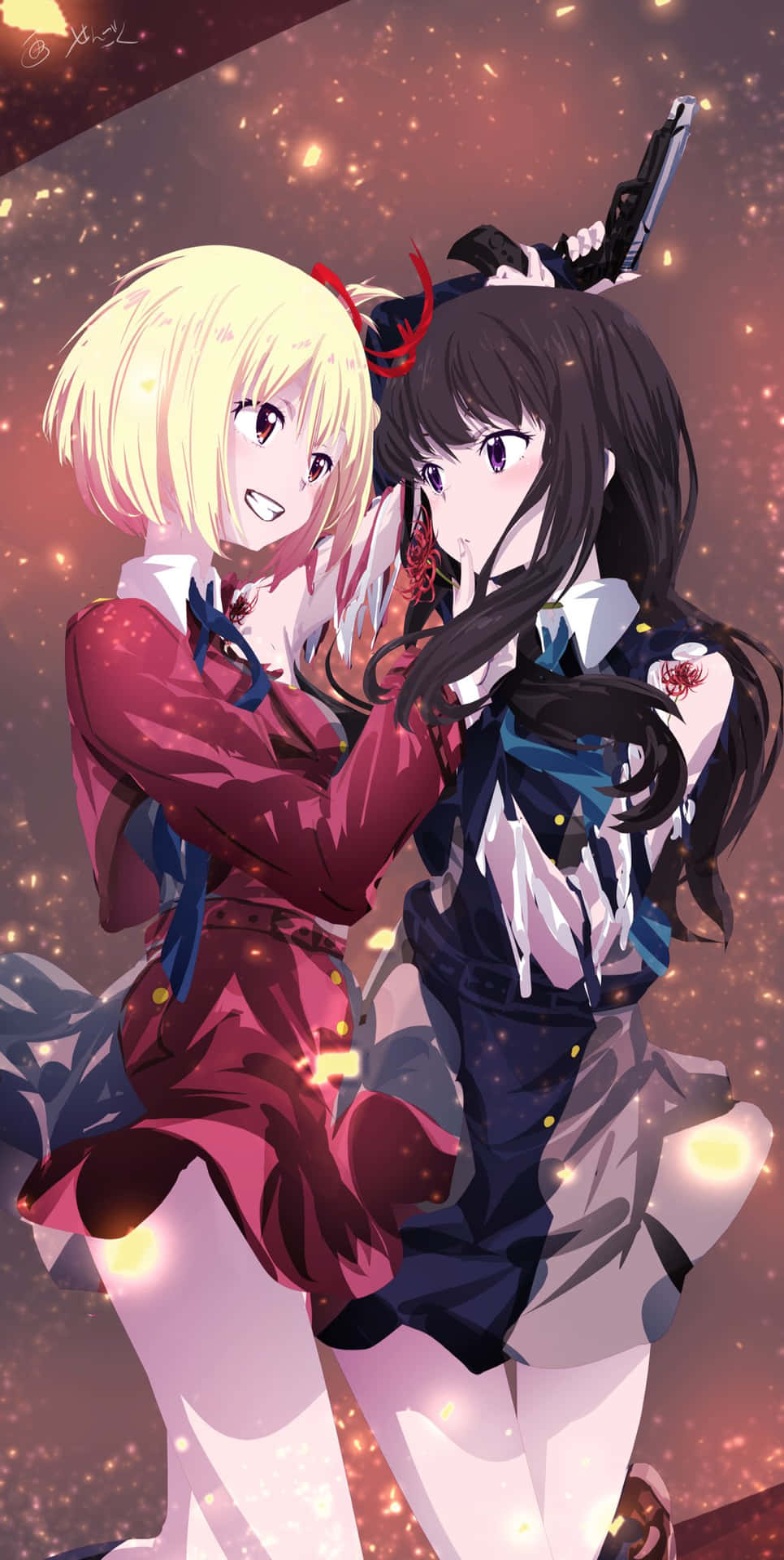 Lycoris Recoil Anime Duo Stars Wallpaper