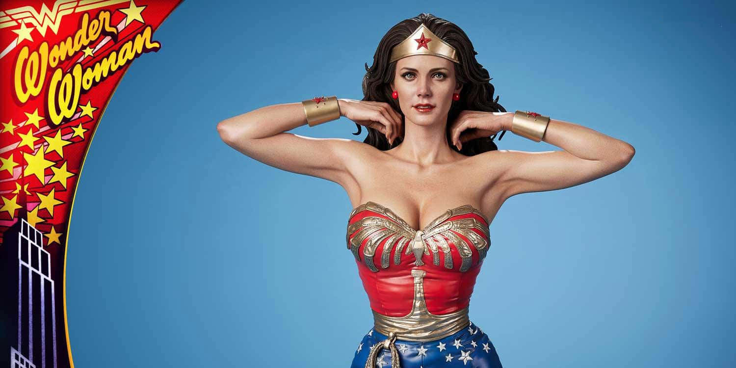 Lynda Carter Wonder Woman Pose Achtergrond