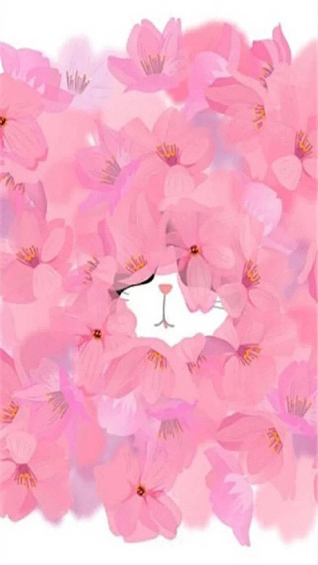 Lyserød Blomst Og Kanin Smuk Telefon Wallpaper