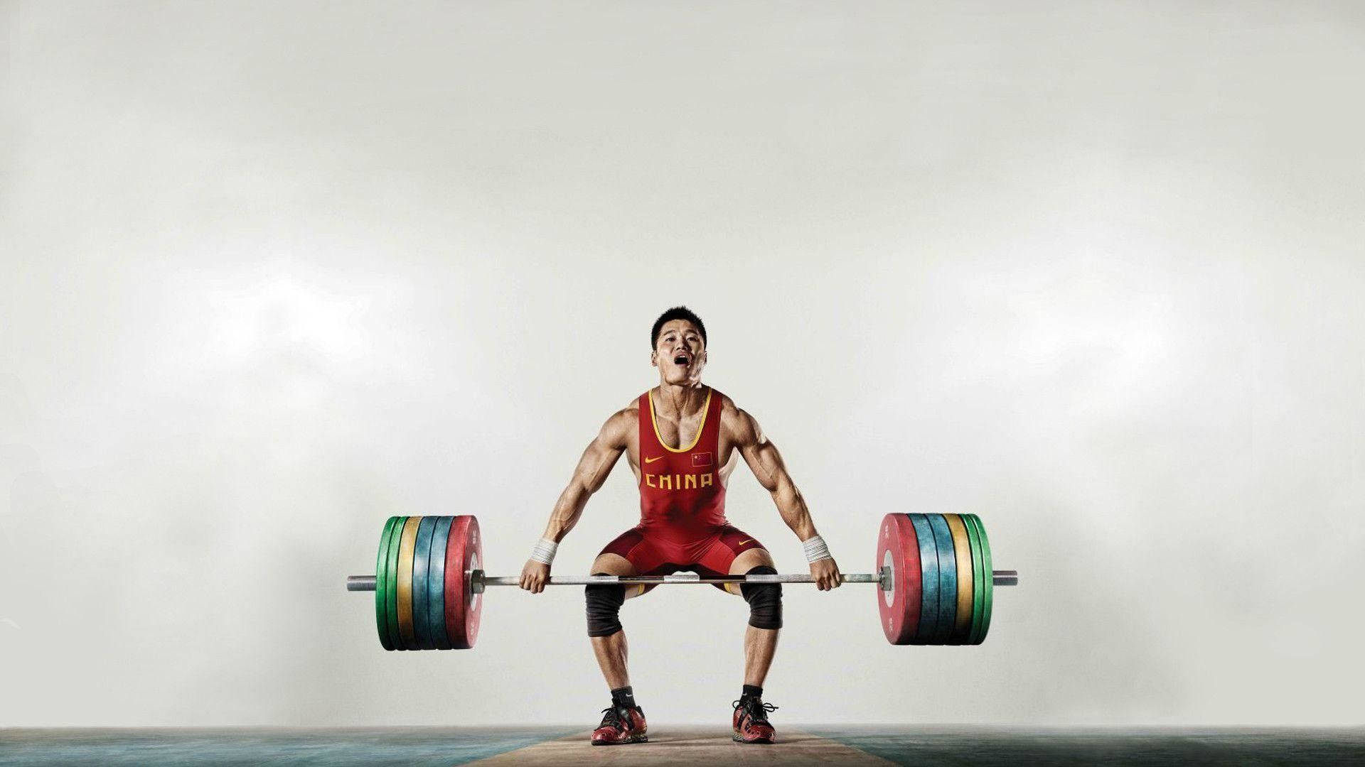 Lyu Xiaojun Olympisk Vægtløftning Tegning Wallpaper