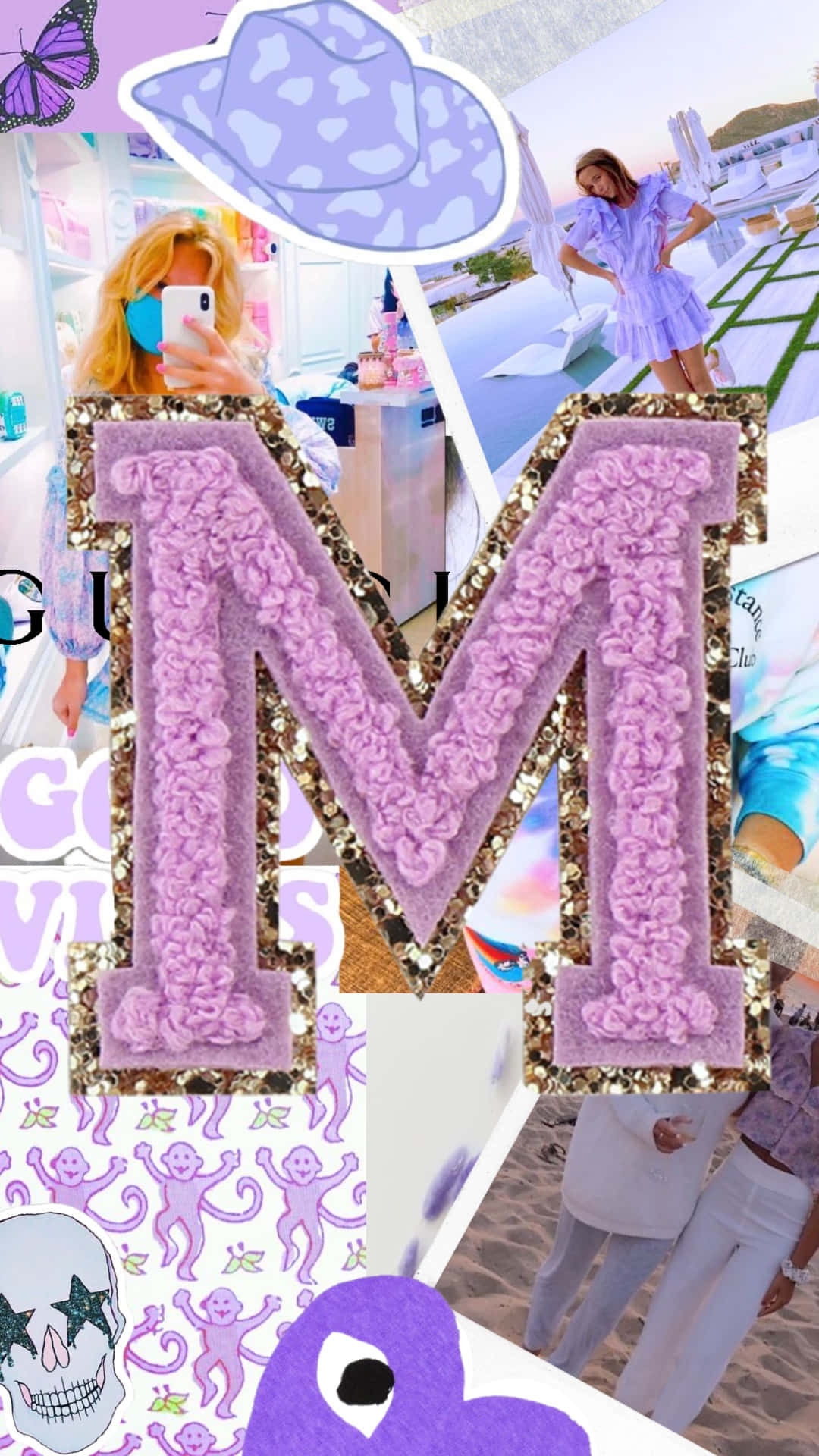 M Aesthetic Collage Purple Fashion Wallpaper