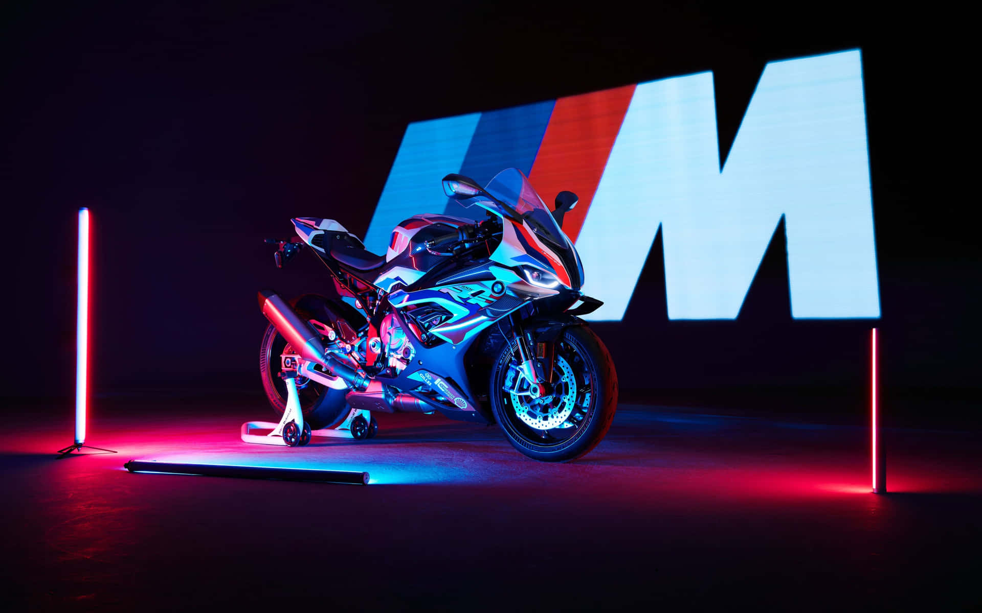 M Aesthetic Motorcycle Neon Lights Wallpaper