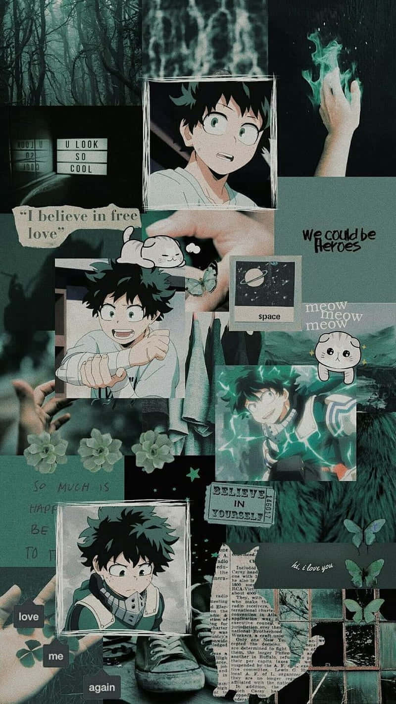 M H A Izuku Midoriya Aesthetic Collage Wallpaper