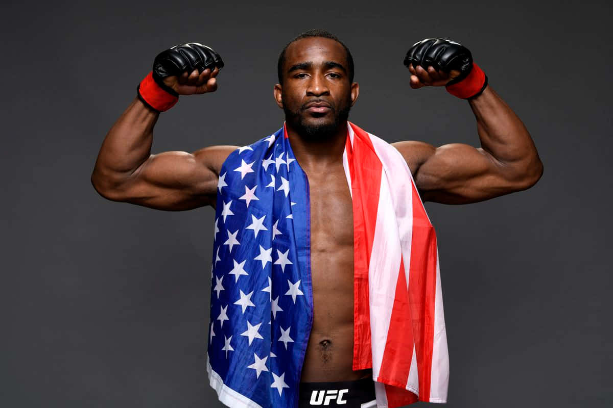 M M A Fighter American Flag Pose Wallpaper