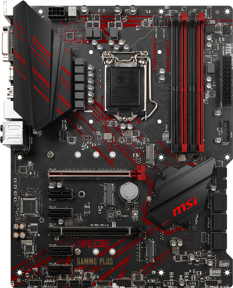 M S I M P G Z390 Gaming Plus Motherboard PNG