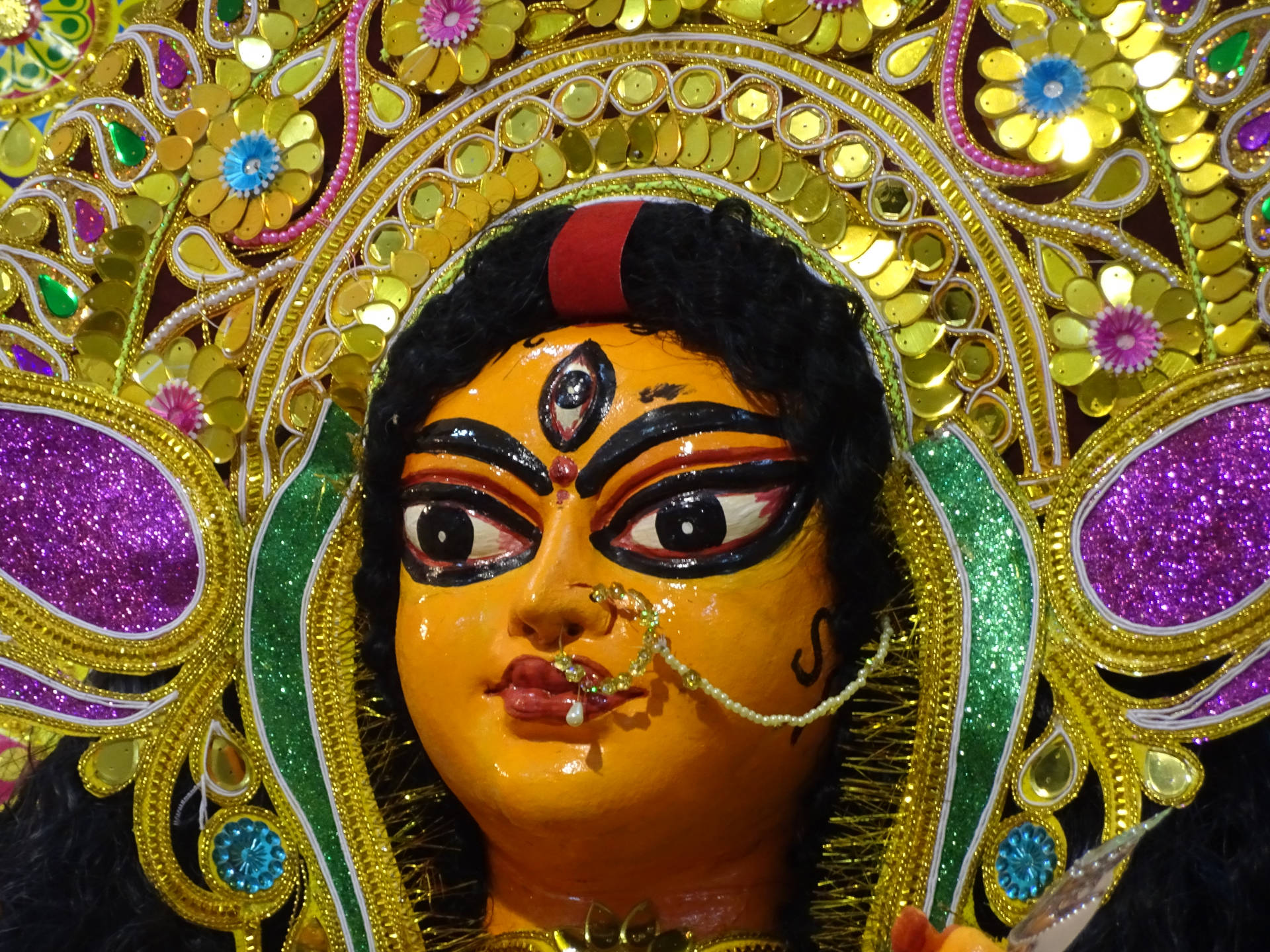 Maa Durga Closeup Look Wallpaper