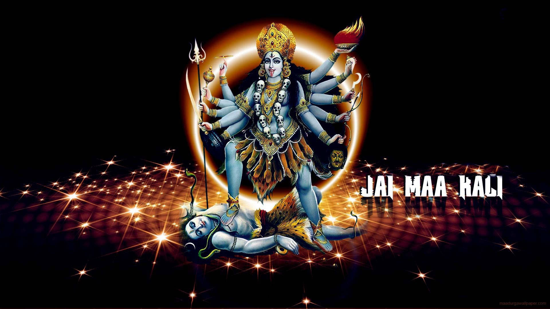 Maa Kali And Shiva Sparkle Effects Wallpaper