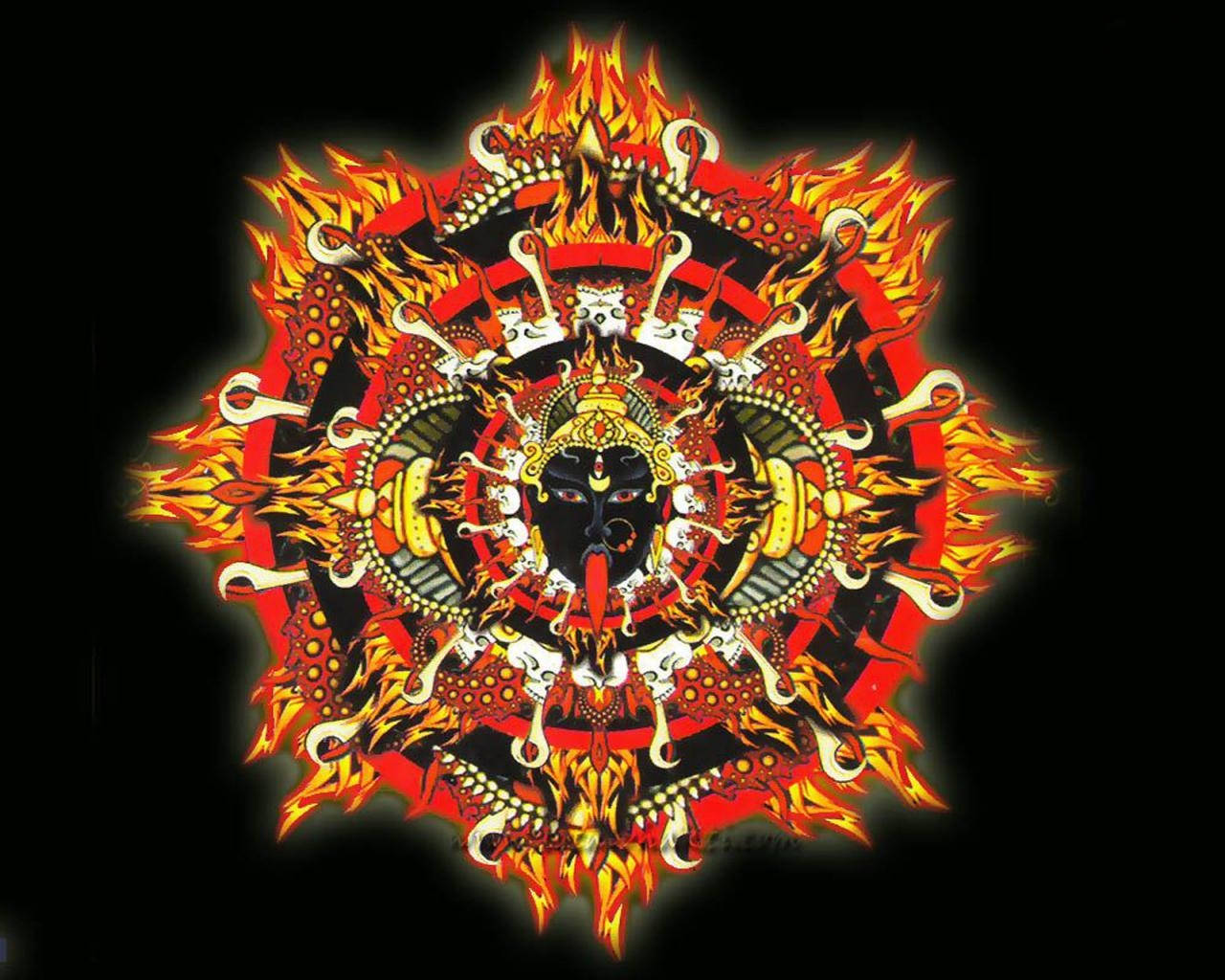 Maa Kali Fire Aesthetic Symbol Wallpaper