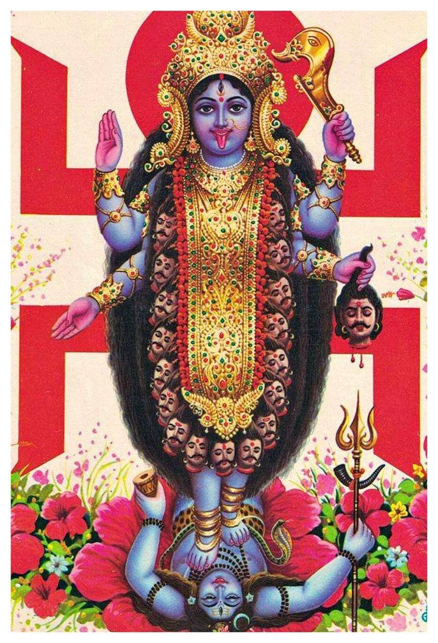 Kali på Shiva blomst æstetisk tapet Wallpaper