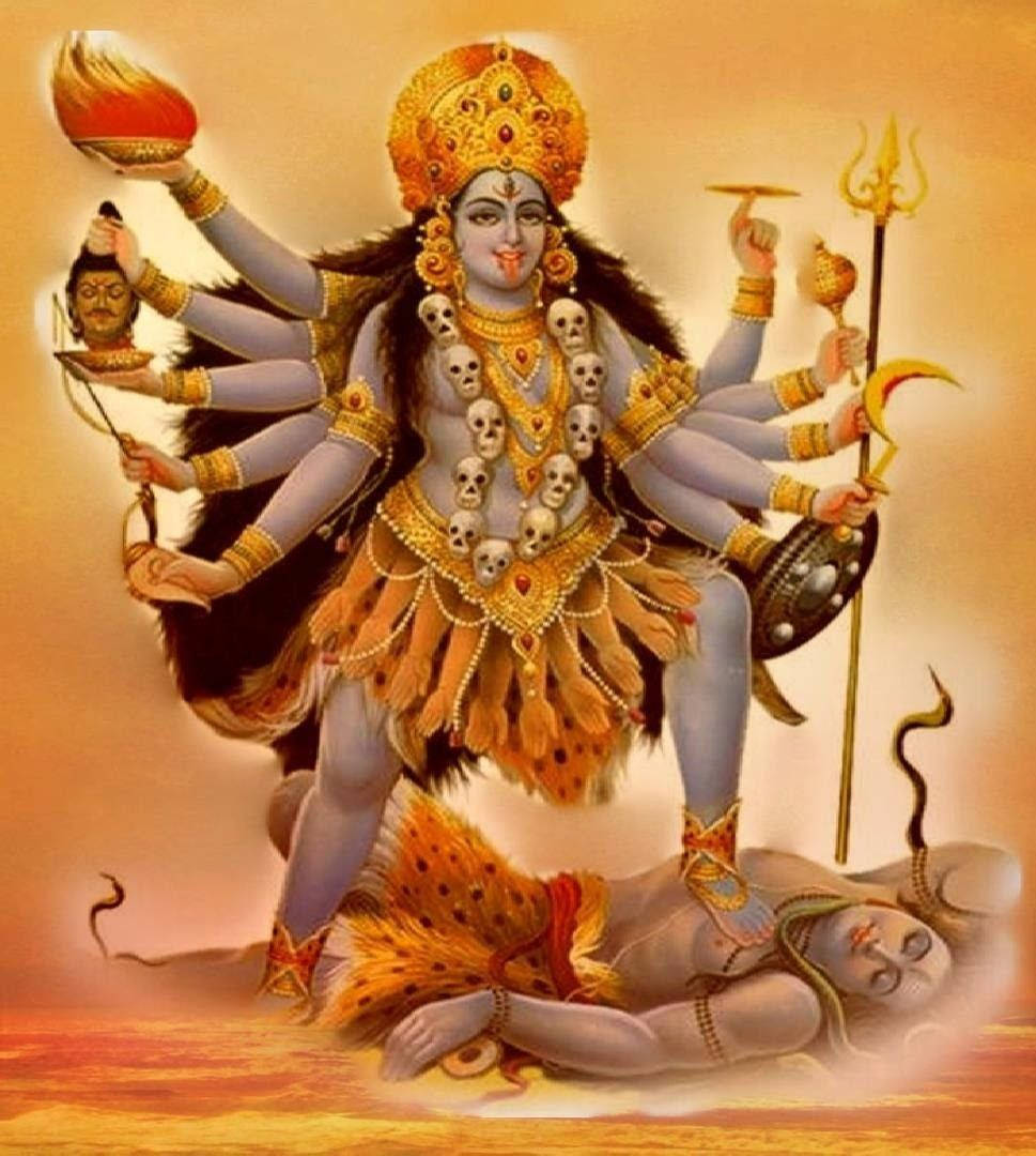 Kali Maa på Shiva Guld Æstetik. Wallpaper