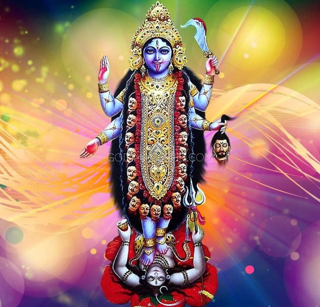 Download Maa Kali On Shiva Rainbow Aesthetic Wallpaper ...