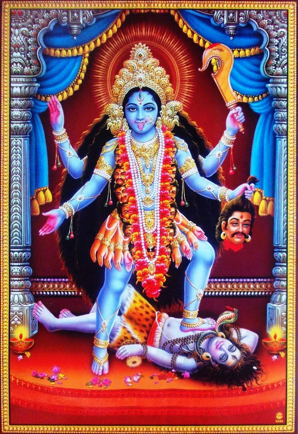 Maakali Tritt Auf Shiva Im Roten Raum. Wallpaper