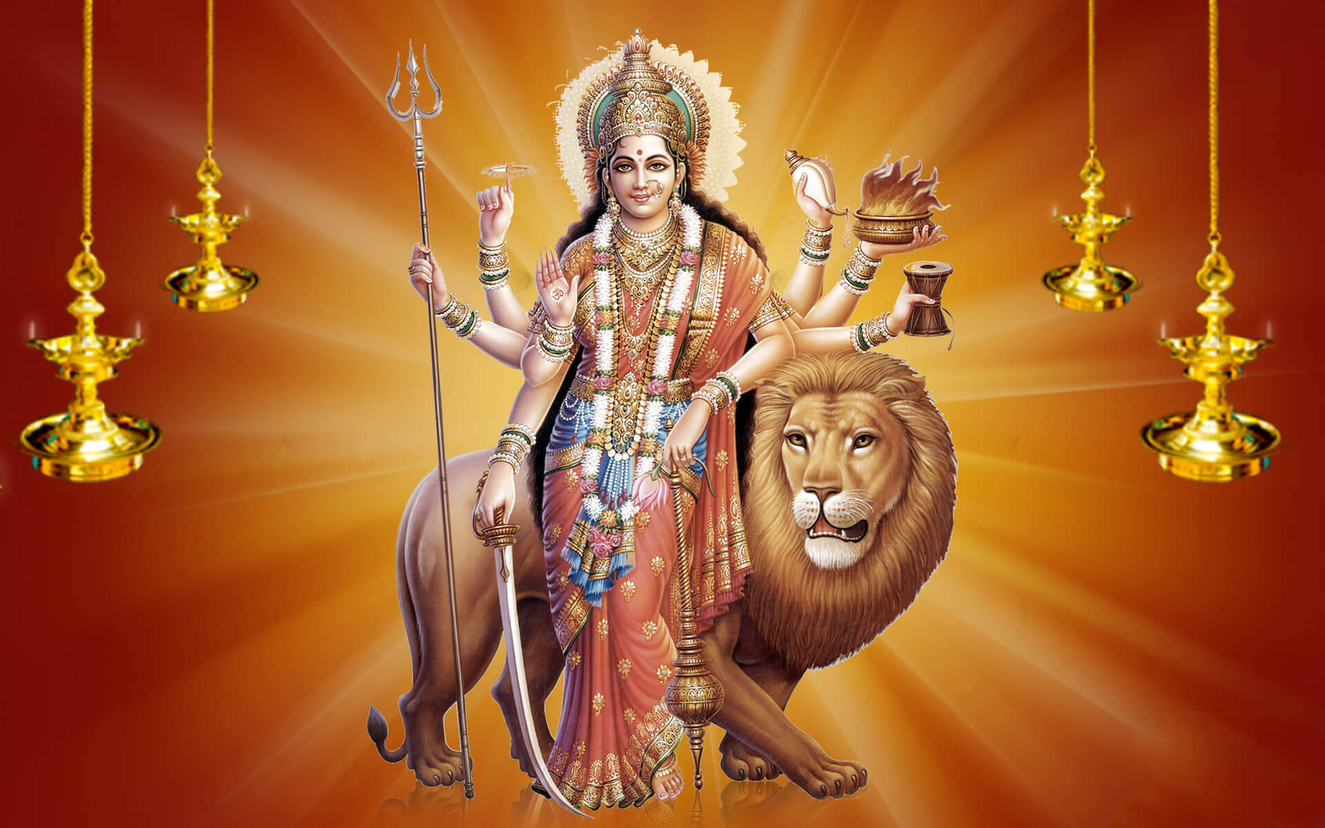Maa Sherawali Deity With A Lion