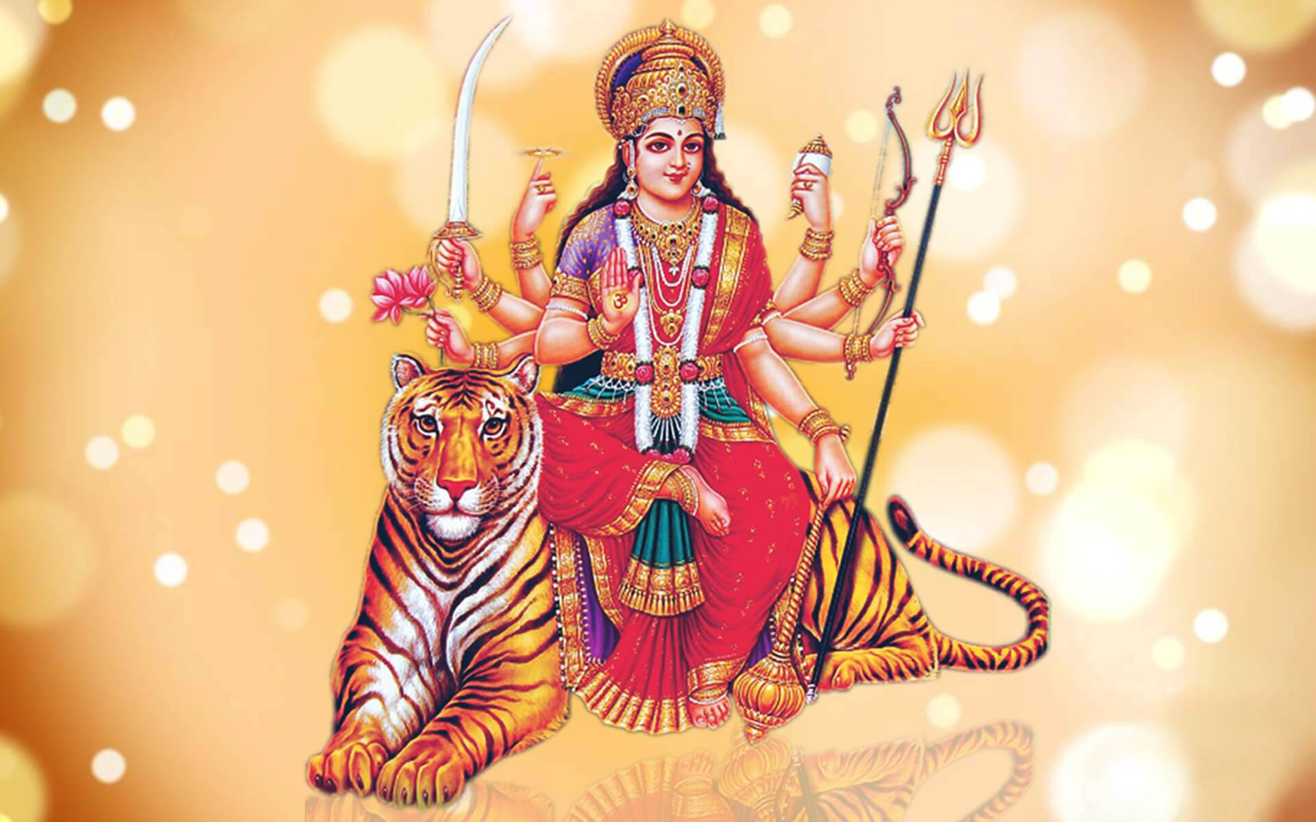 Maa Sherawali Goddess Beige Aesthetic Background
