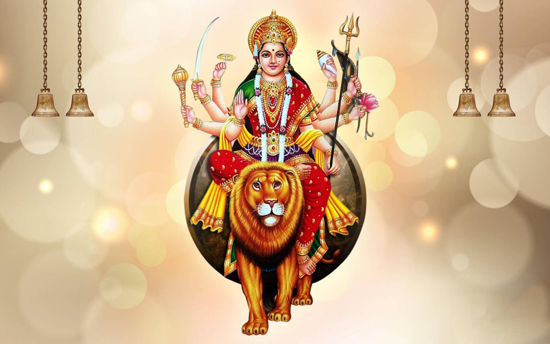 Maa Sherawali Goddess Digital Art Wallpaper