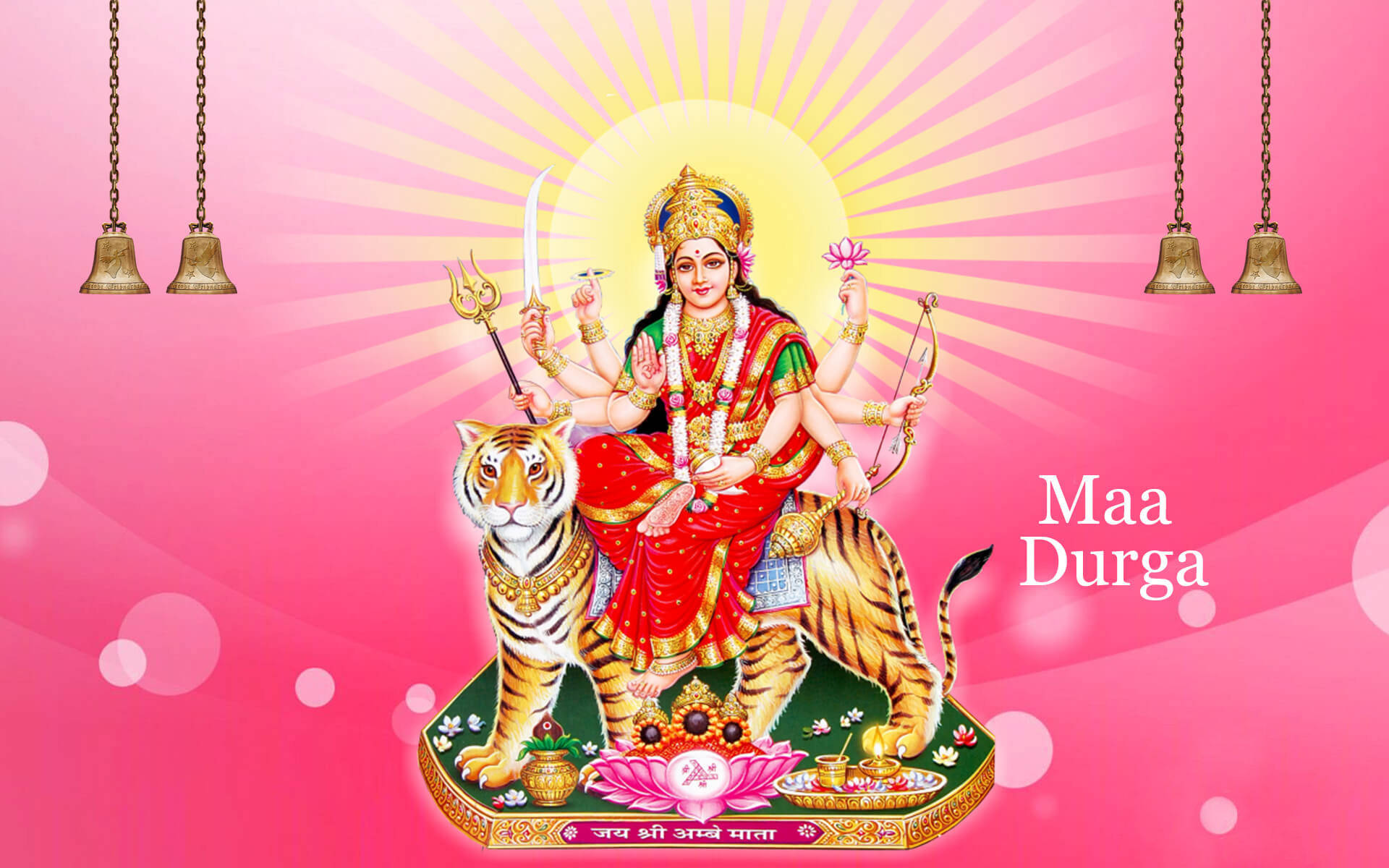 Maa Sherawali Hindu Goddess Pink Aesthetic