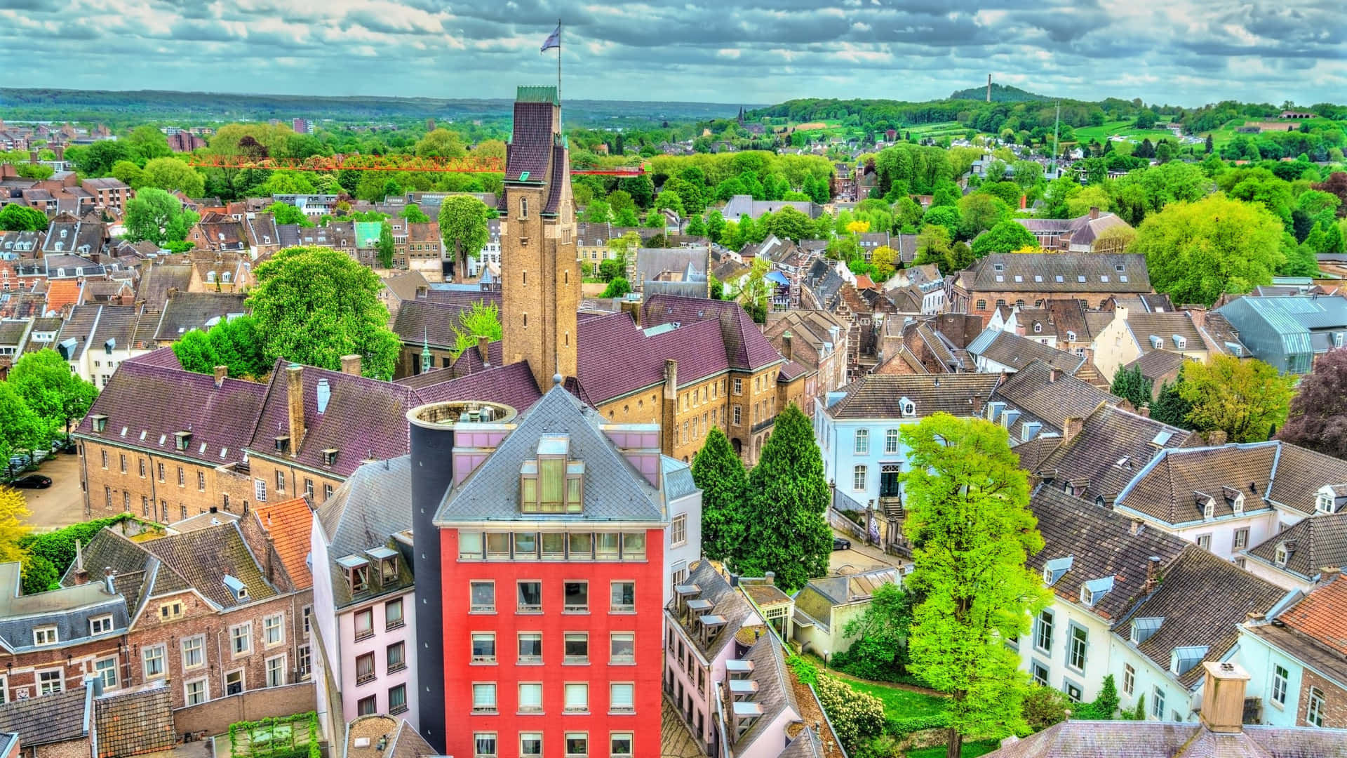 Maastricht Cityscape Aerial View Wallpaper