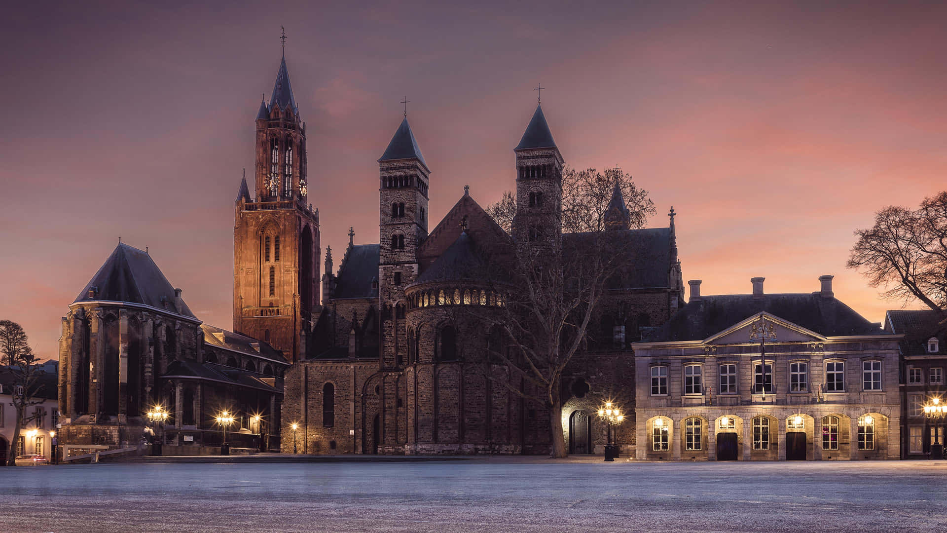 Maastricht Historical Center Dusk Skyline Wallpaper