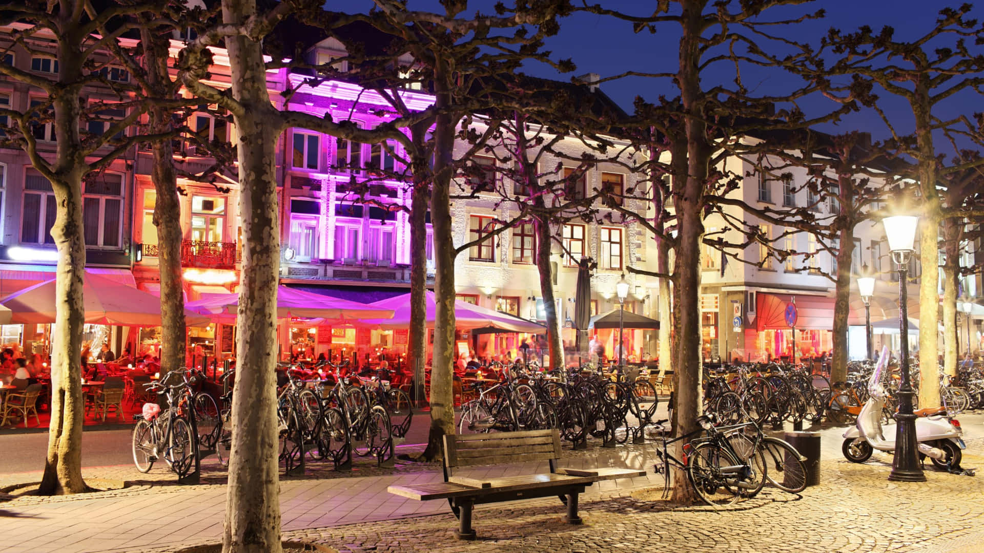 Maastricht Nightlife Vibrant Cityscape Wallpaper