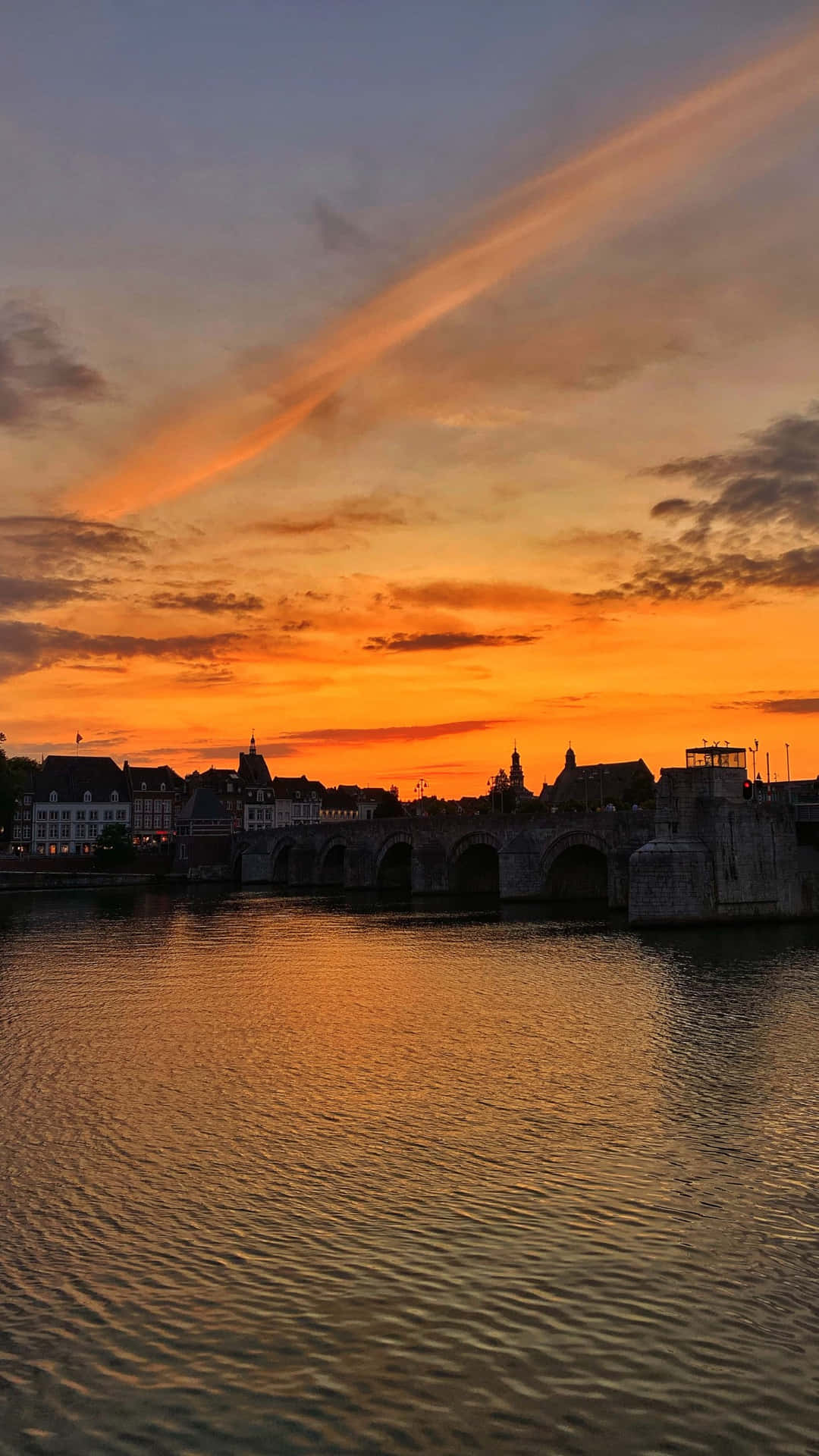 Maastricht Sunset Over River Maas Wallpaper