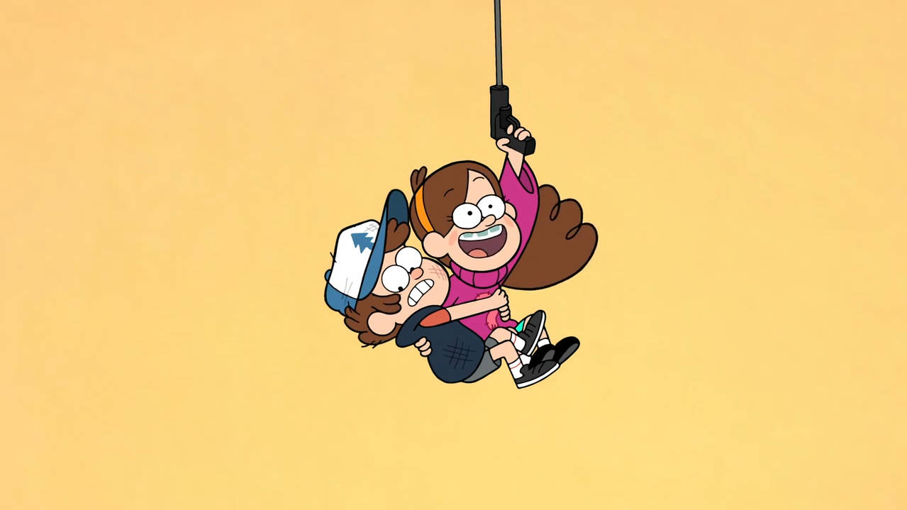 Mabel Pines Dipper Yellow Background Wallpaper