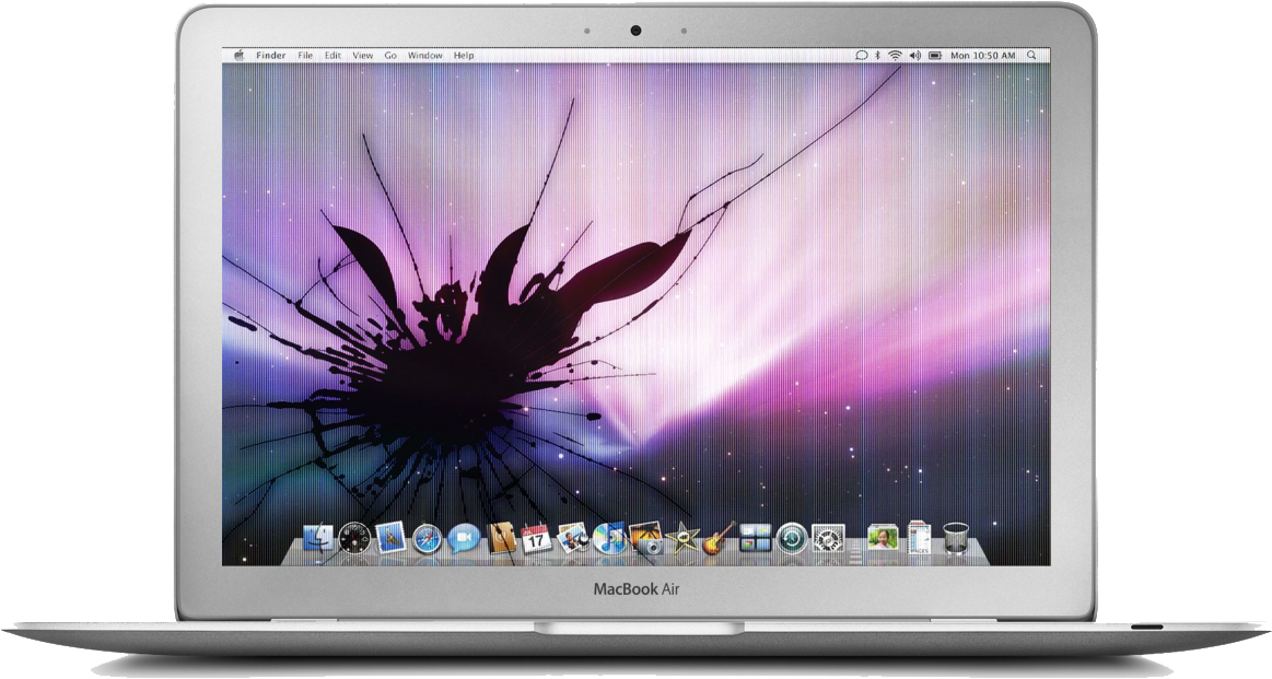 Mac Book Air Cracked Screen Wallpaper PNG