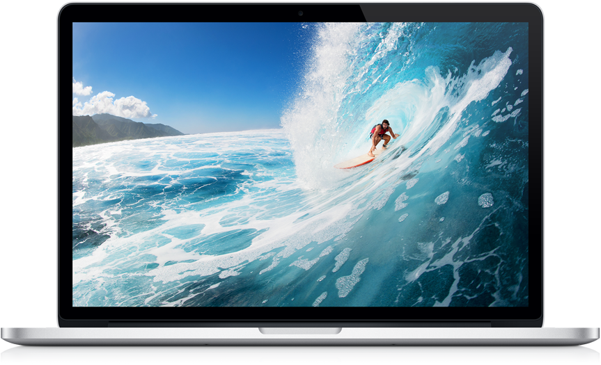 Mac Book Prowith Surfing Wallpaper PNG