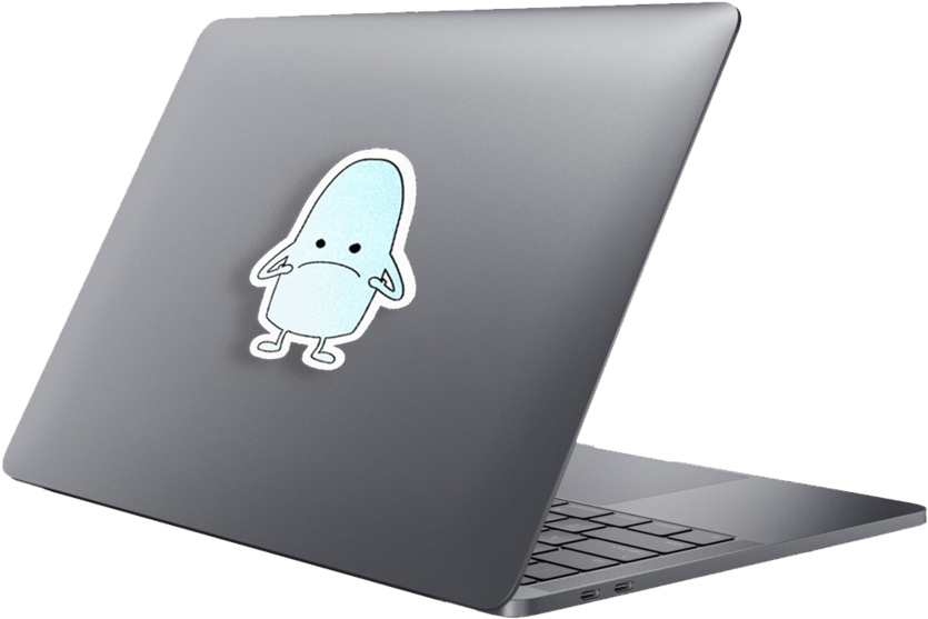 Mac Bookwith Cartoon Sticker PNG