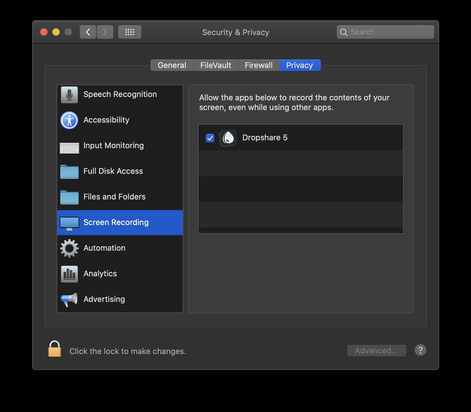Mac O S Security Privacy Screen Recording Settings PNG