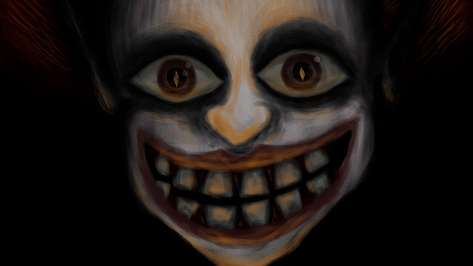 A Scary Clown Face With A Black Background Wallpaper