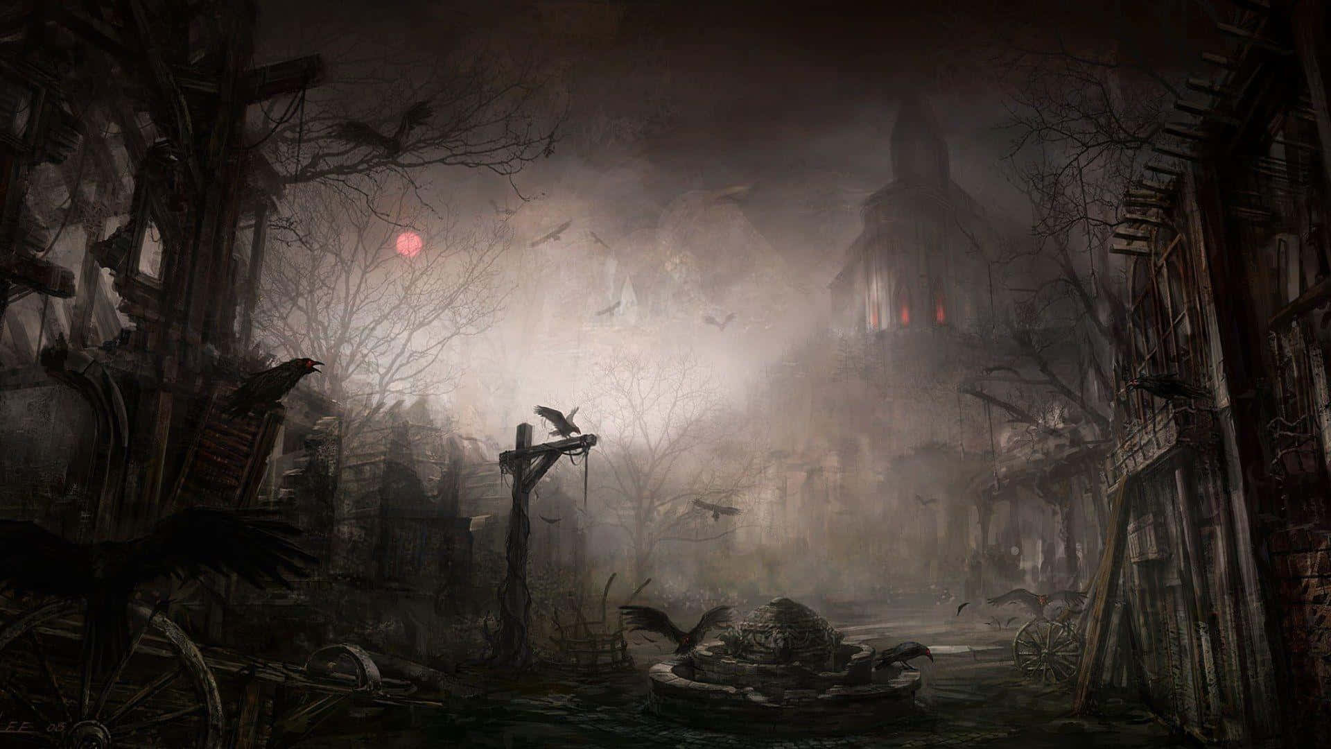 A Dark, Spooky, And Scary Scene Wallpaper