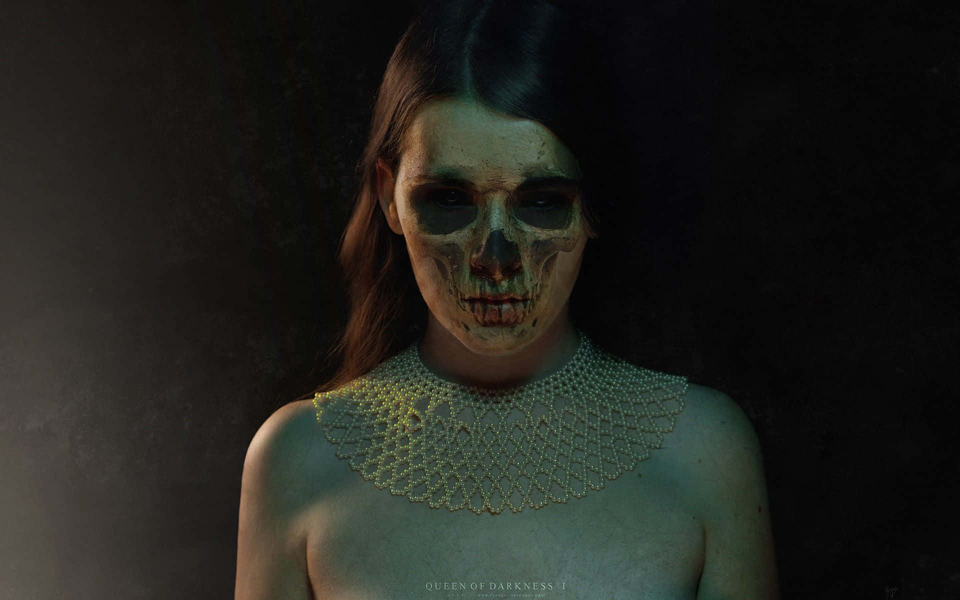 Et uhyggeligt portræt af døden, der lyser i natten Wallpaper