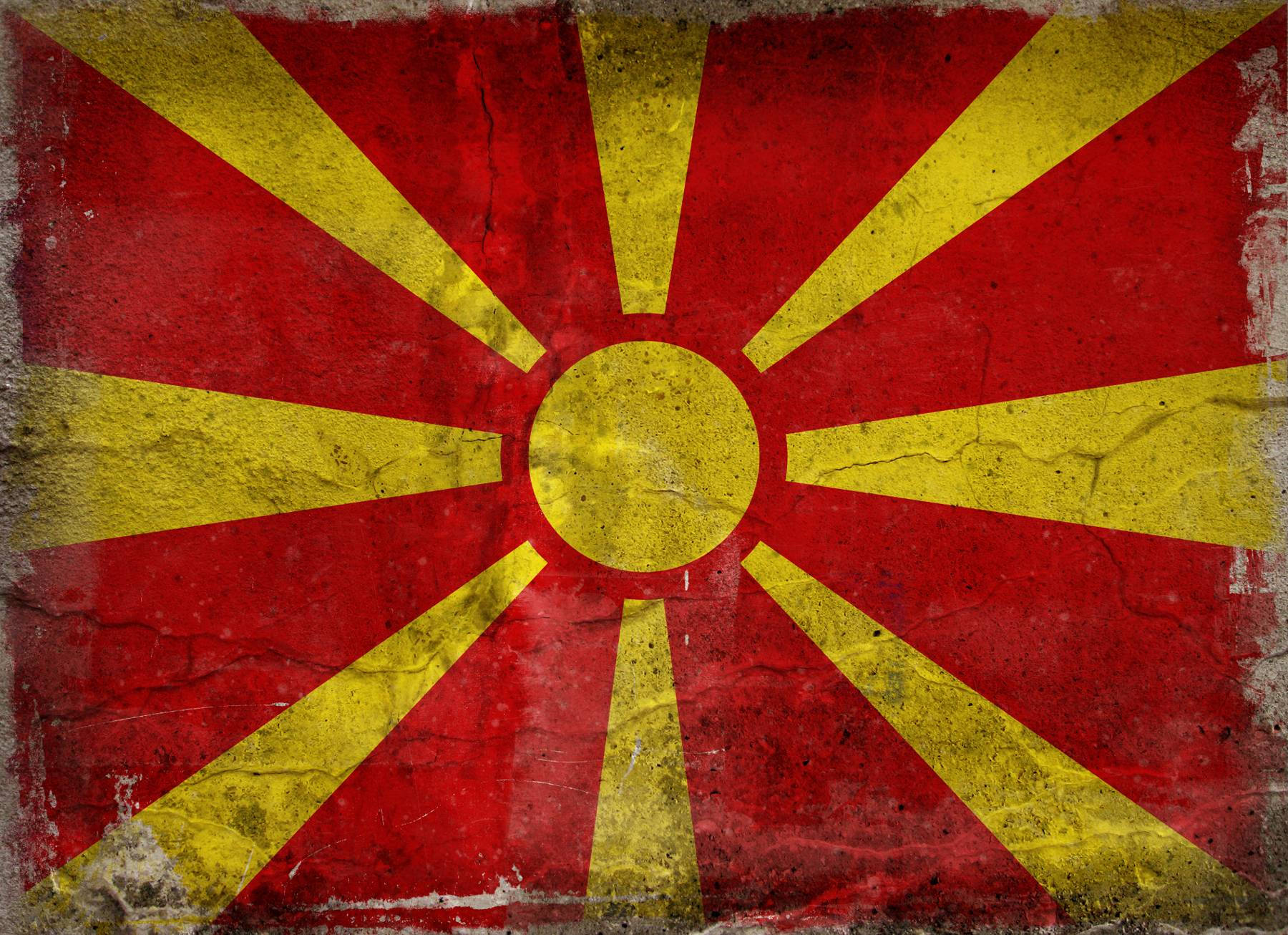 Macedonia Flag Grimy Cement