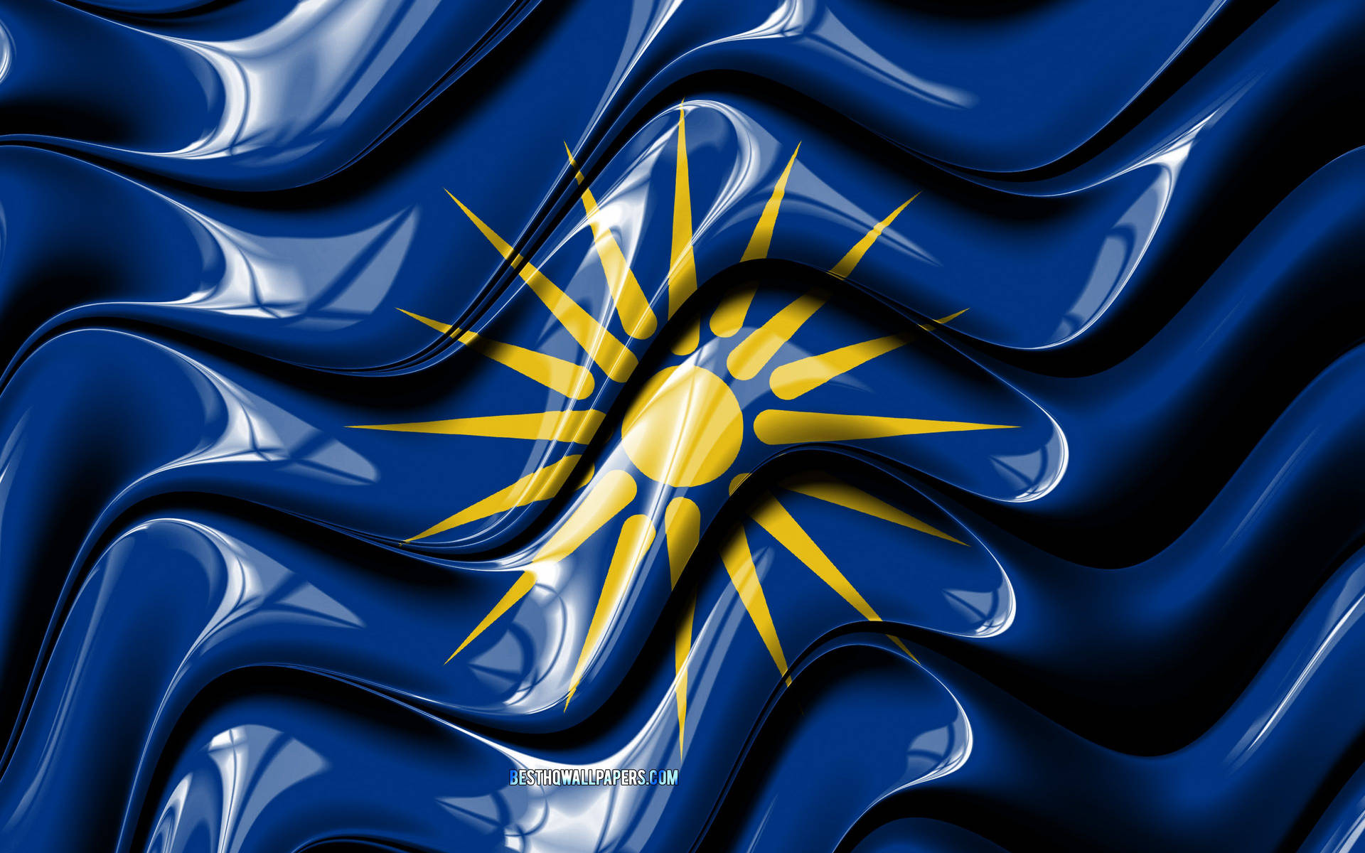 Macedonia Flag In Glossy Wave Background