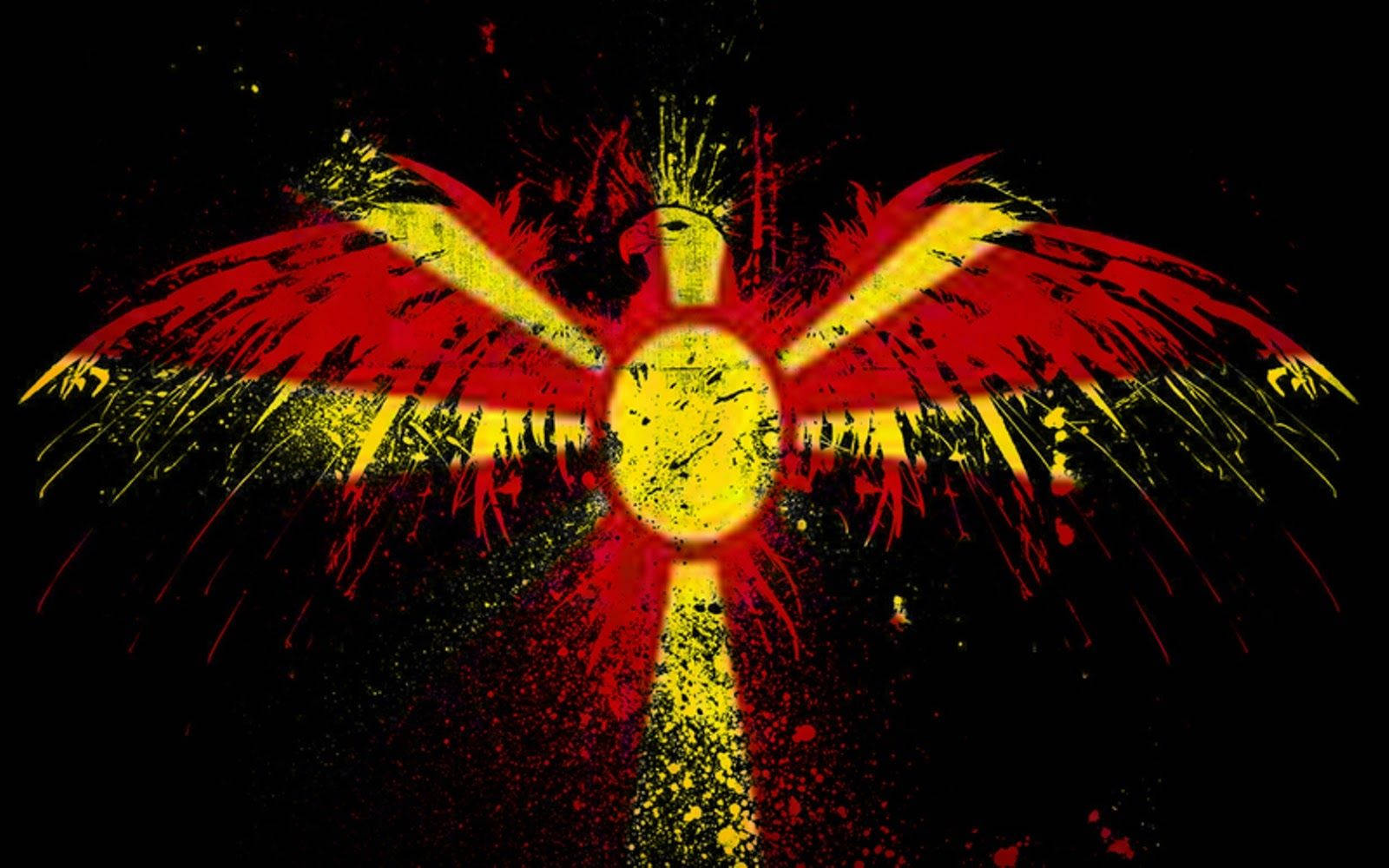 Macedonia Flag With Red Eagle Background