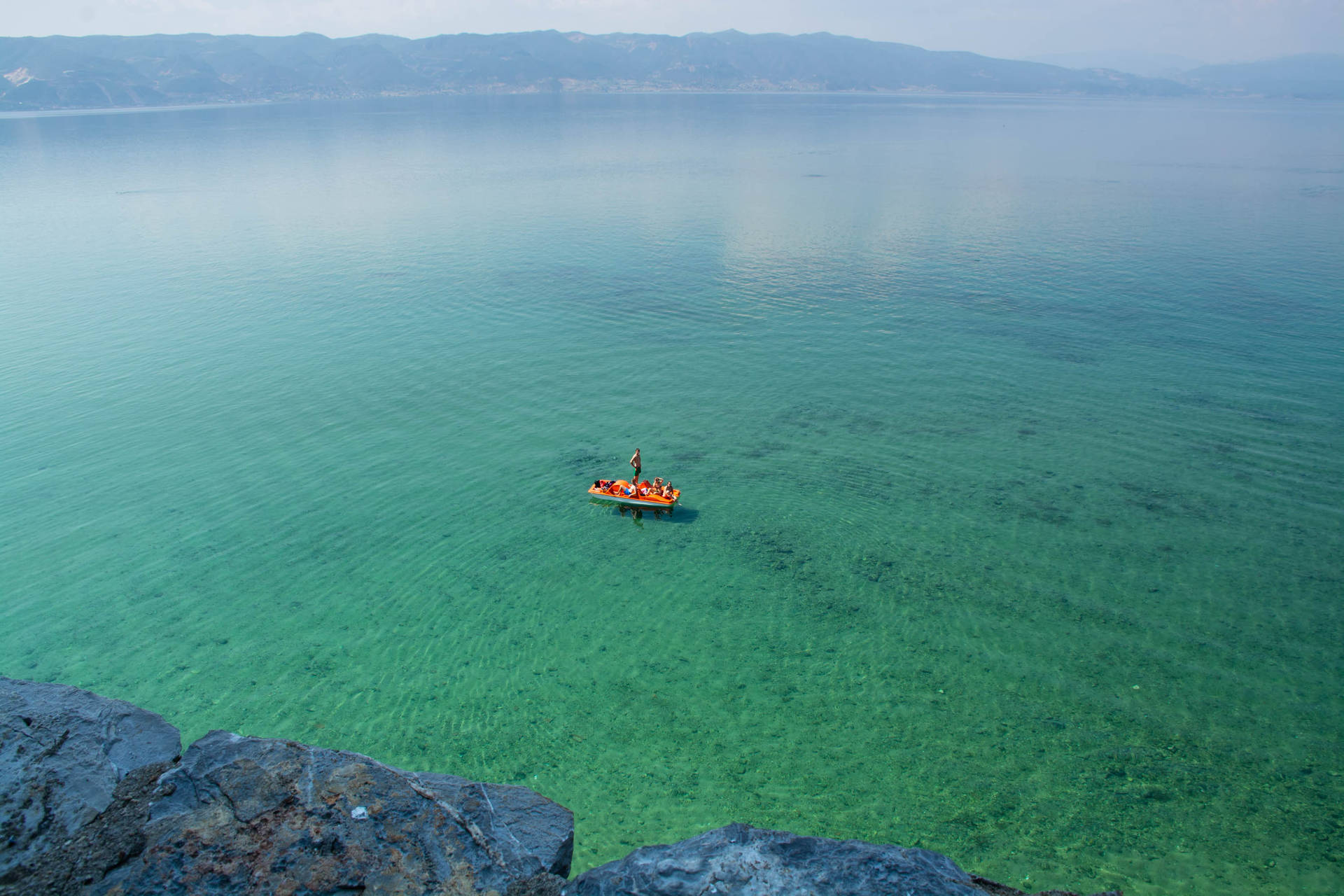 Macedonia Lake Ohrid Tourists Background