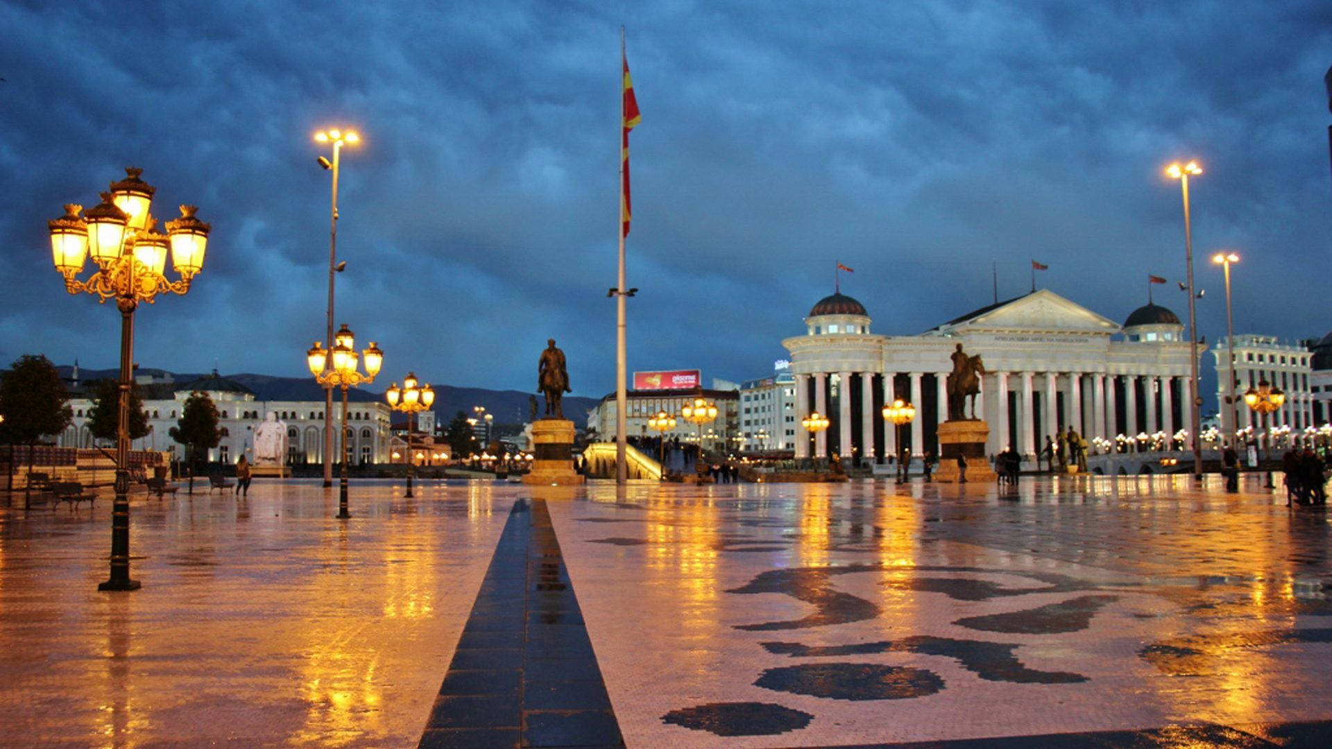 Macedonia Square At Night Background
