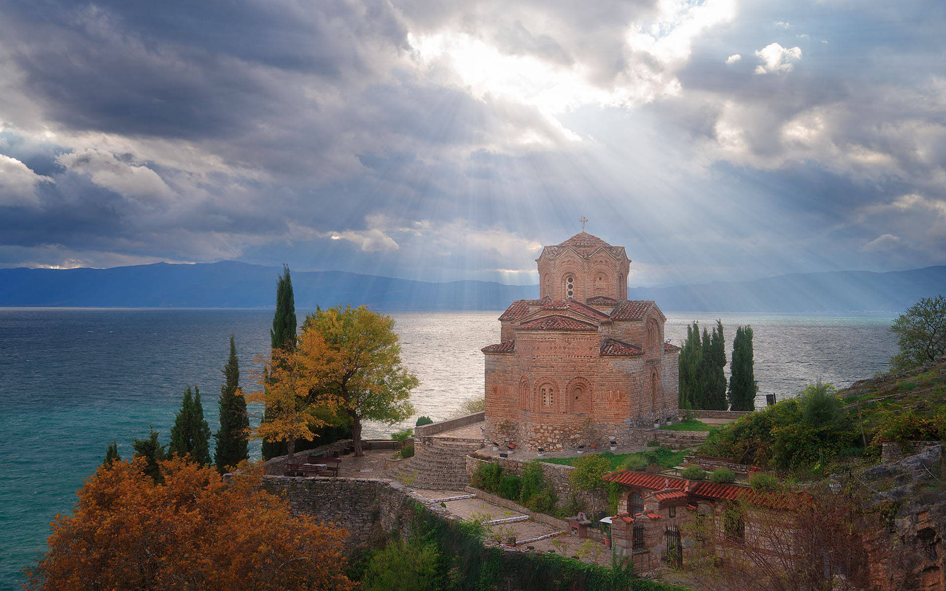 Macedonia Sunrays On Church Picture