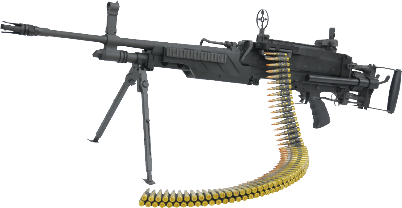 Machine Gunwith Ammunition Belt PNG
