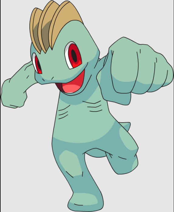 Machop With Light Gray Background Wallpaper