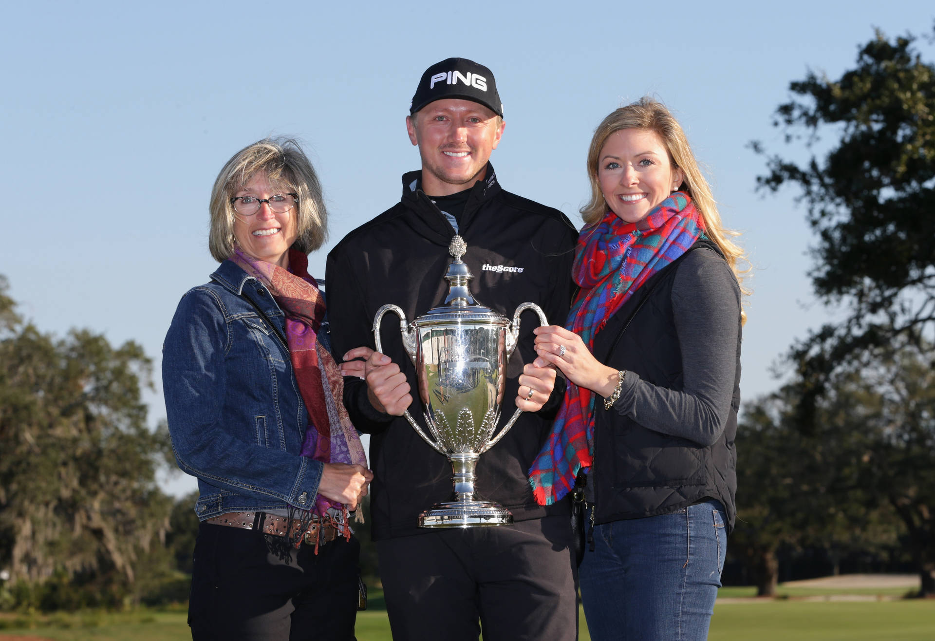 Professional Golfer Mackenzie Hughes with his Mother and Wife Wallpaper