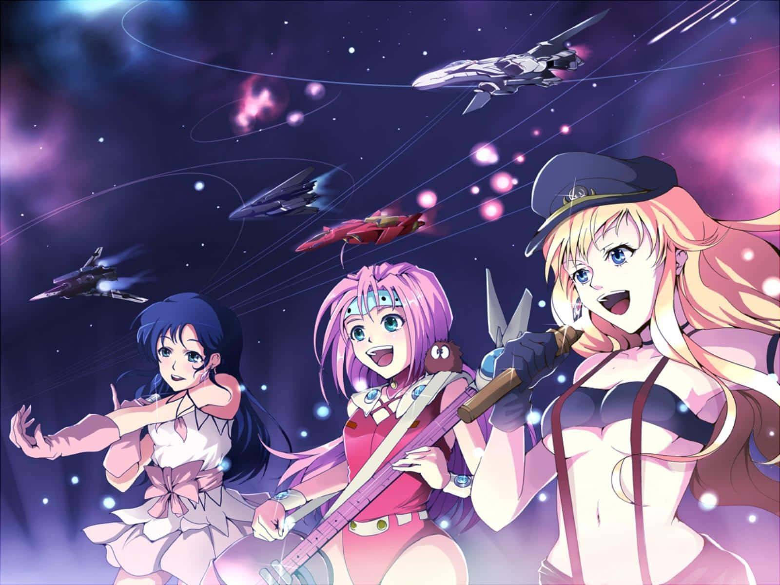 Macross Delta characters reunite in an epic musical battle. Wallpaper