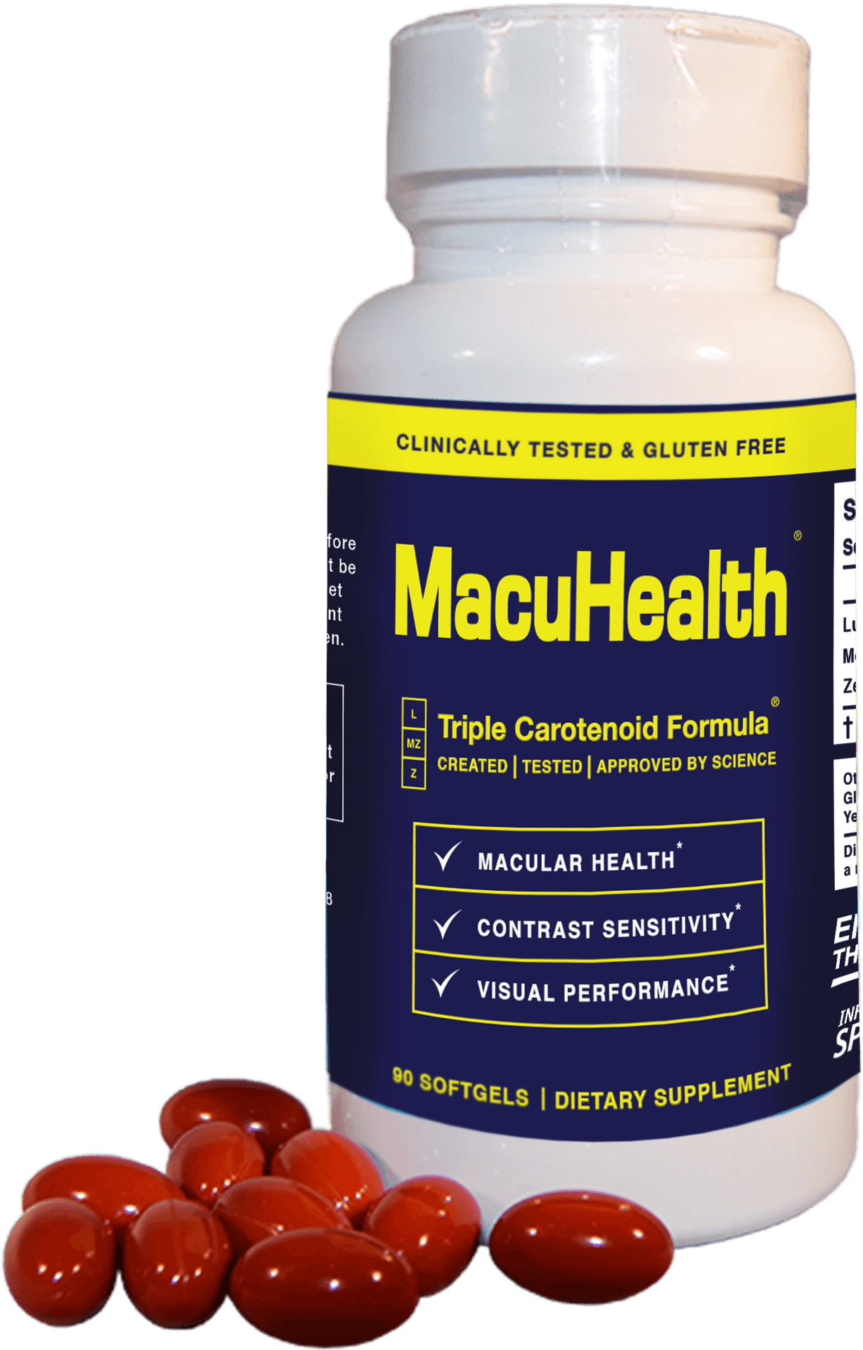 Macu Health Dietary Supplement Bottleand Capsules PNG