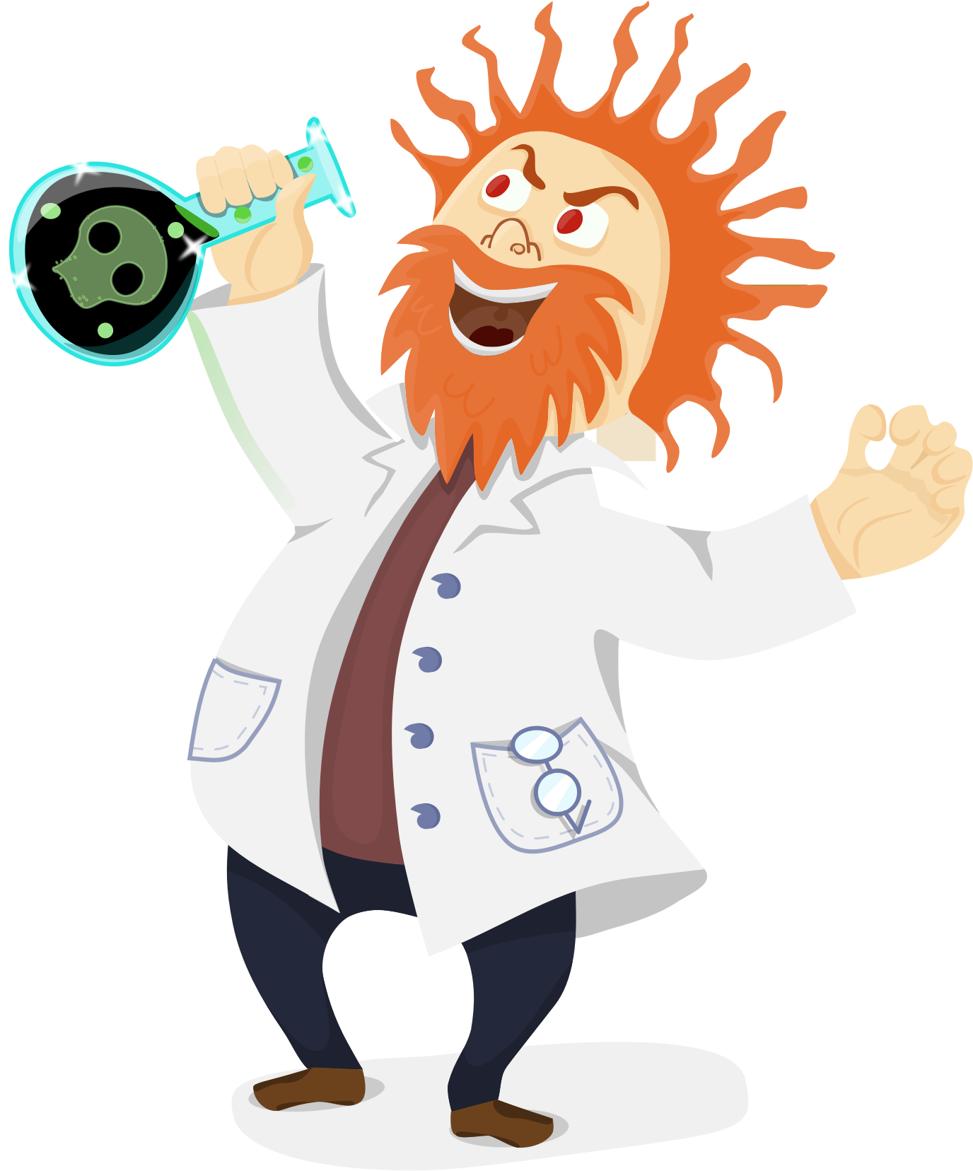 Mad Scientist Cartoon Holding Flask PNG