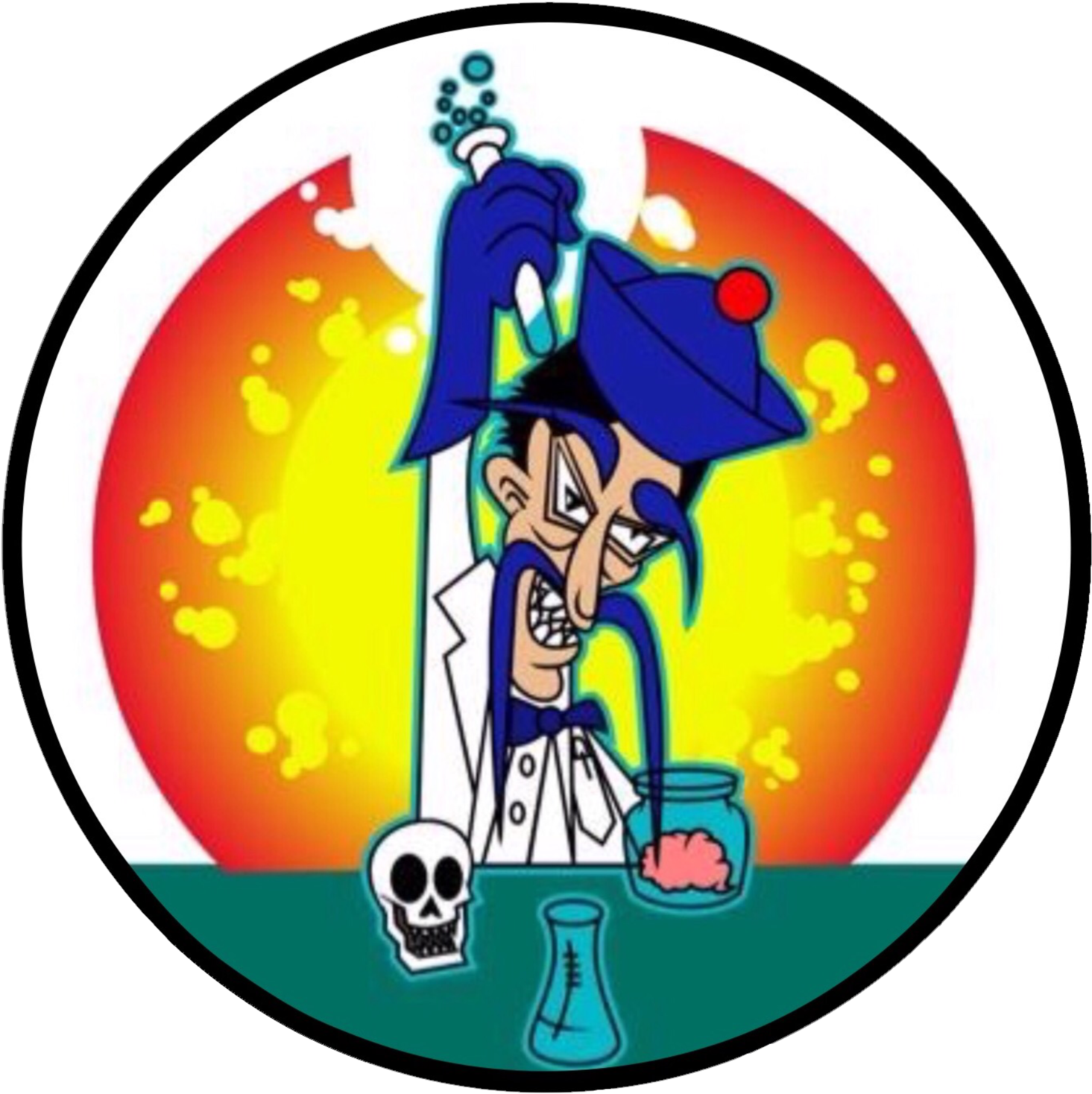 Mad Scientist Cartoon Logo PNG