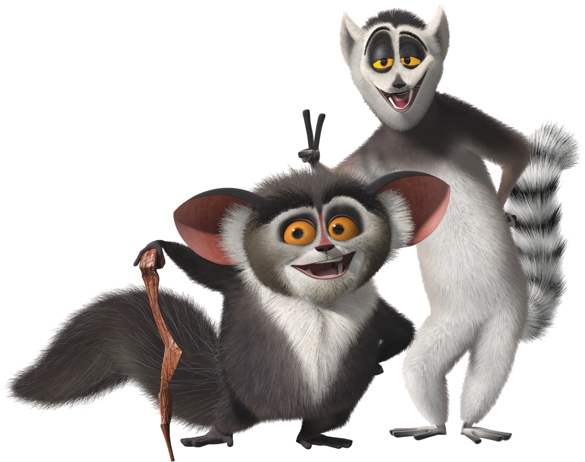 Madagascar Lemurs King Julienand Mort PNG