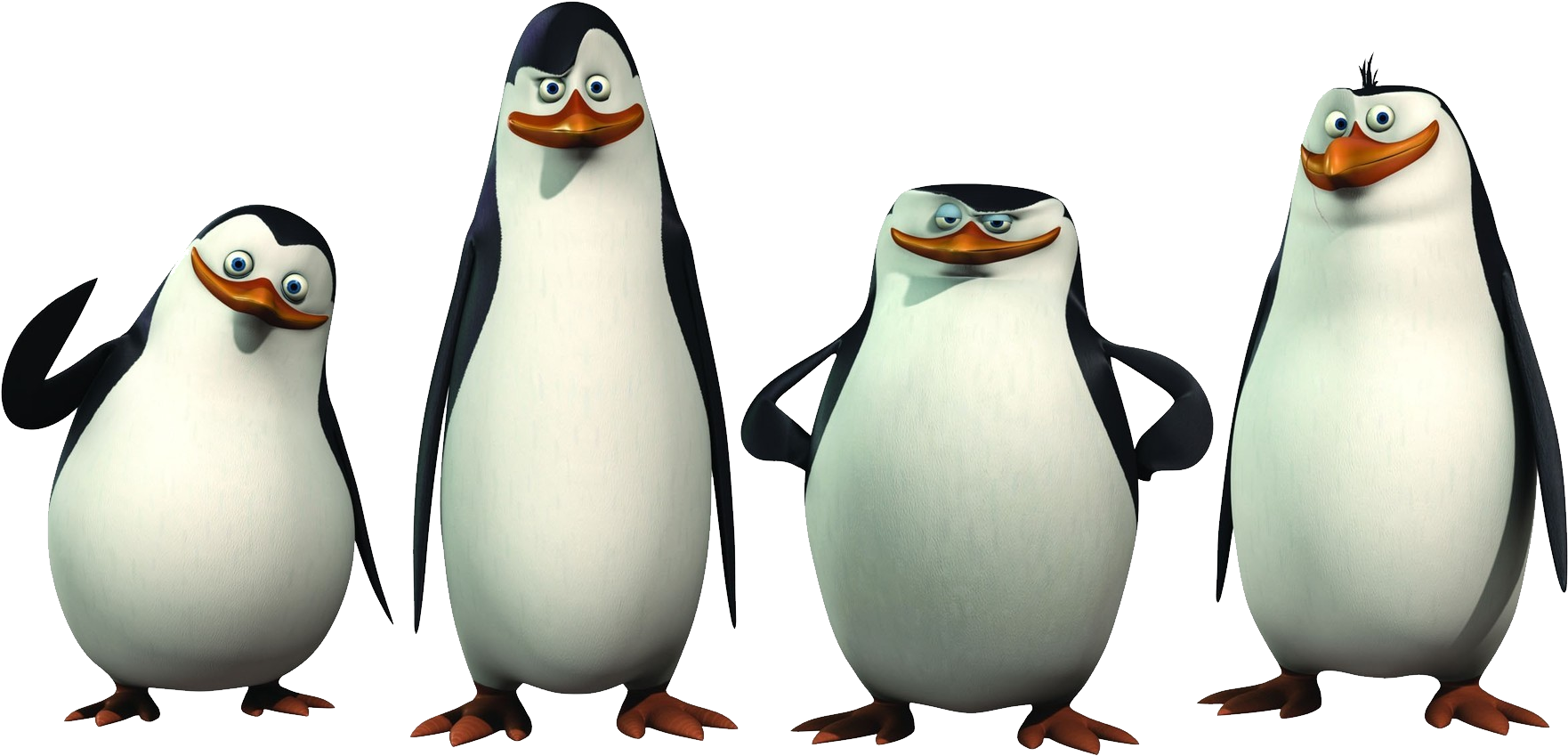 Madagascar Penguins Character Lineup PNG