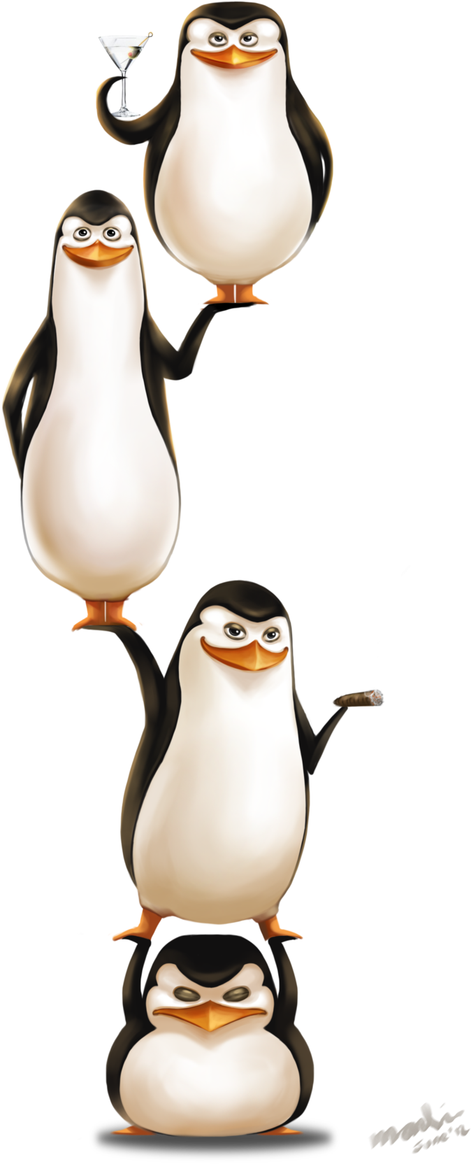 Madagascar Penguins Character Stack PNG